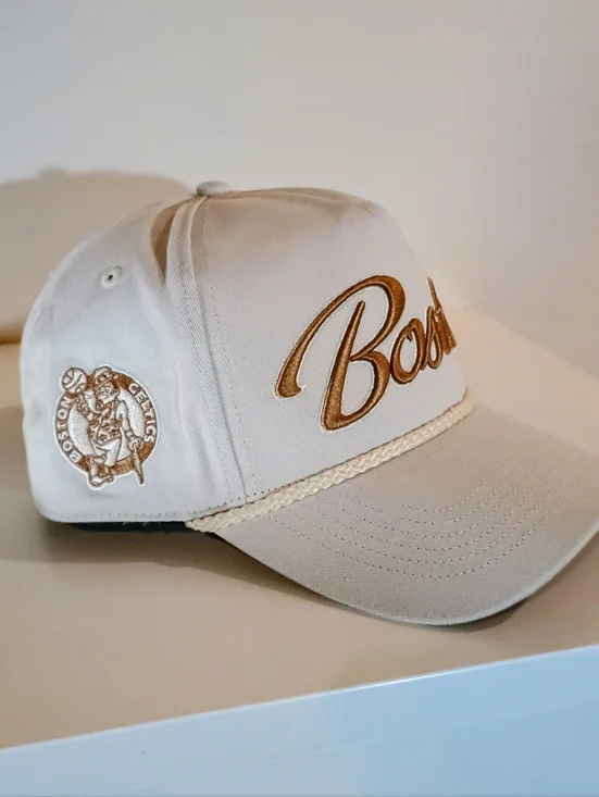 Boston Y2k Collector NBA Beige and Black Interior 'Forty Seven' Cap - Picture 2 of 6